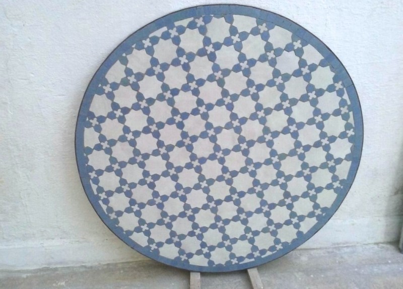 Motif Fleur Blanc P1 Bleu B1