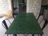 Table Motif Rayé Uni Vert V4