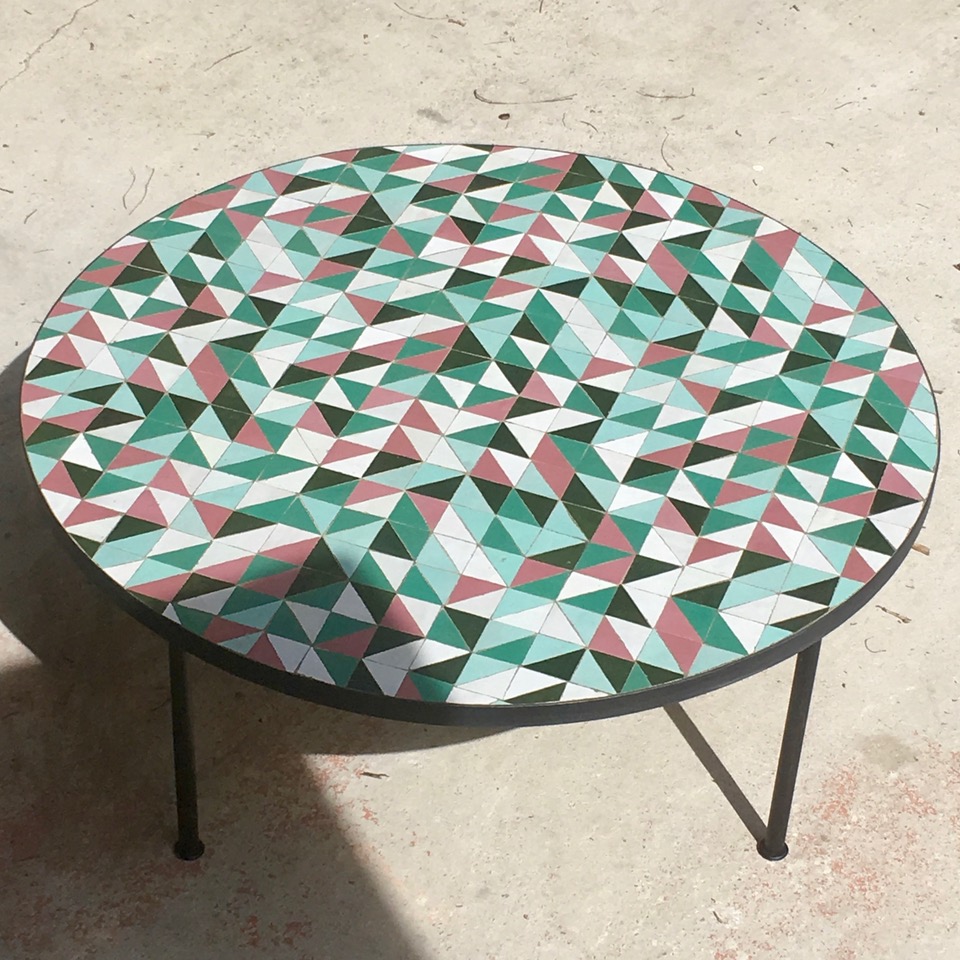 Table Zellige Diamètre 100cm Motif Triangle P1V2FV4 artetsud