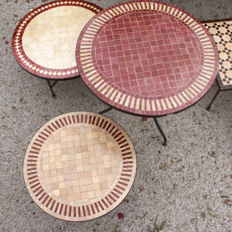 Tables Zelliges Beige et Rouge