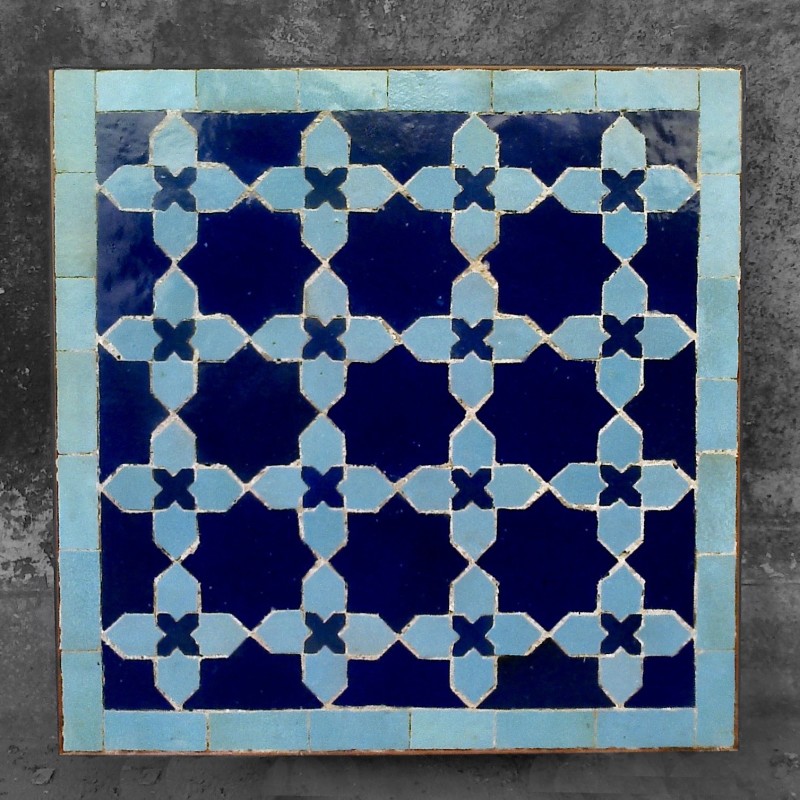 Plateau Zellige Motif Fleur Bleu B3B4