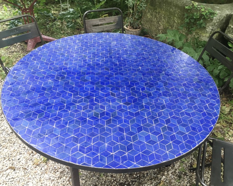 Table Zellige Motif Cube Bleu B3