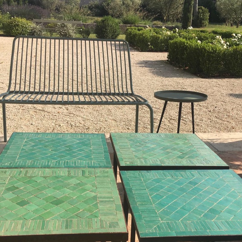 Table Zellige Motif Rayé Camaïeu de Vert