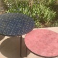 Table Zellige Motif Cube Bleu B2 et Rose F