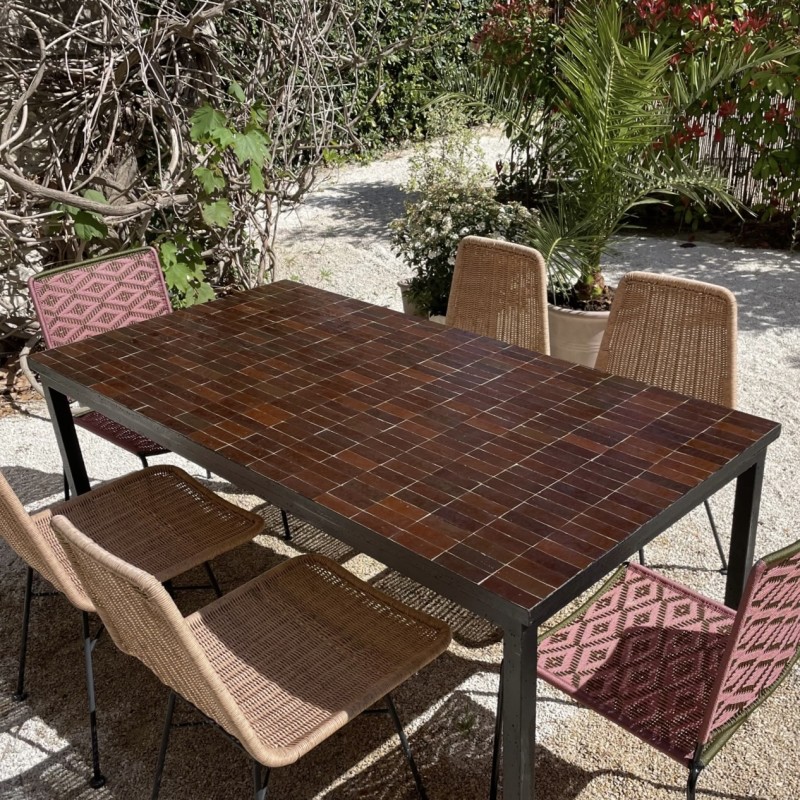 Table Zellige Motif Rectangle Marron